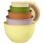 Greentainer 5Pcs Plastic Mixing Bowl Set with Lids – Nesting Storage Bowls for Kitchen, BPA-Free, Dishwasher & Microwave Safe, Space-Saving for Baking, Meal Prep, Cooking & Serving (Olive Green)