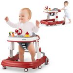 Baybee Astro 2 in 1 Baby Walker for Kids with 3 Adjustable Height & Wheel Lock | Activity Push Walker for Baby with Musical Toy Bar & Stopper | Kids Walker Baby 6-18 Months Boy Girl (Red)