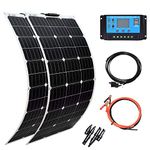 XINPUGUANG 2PCS 100W Flexible Solar Panel 200W 12V Solar Kit 20A Charge Controller ，Extension Cable， Battery Wire for RV Boat Trailer Car (200W Solar Kits)