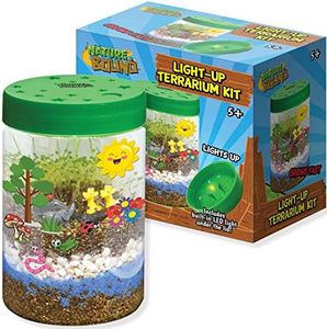 Nature Bound Light-Up Terrarium Kit with LED Light for Kids - Includes Safari Animal Theme - STEM Science Kit for Boys & Girls - Plant Gardening Gifts for Children