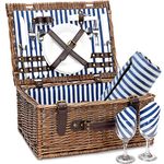 INNO STAGE Wicker Picnic Basket for 2, Picnic Set for 2,Willow Hamper Service Gift Set for Camping and Outdoor Party