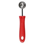 KitchenCraft Melon Baller Fruit Scoop, Soft Grip Easy to Clean Stainless Steel Head Cuts, 17cm (6.7"), Red