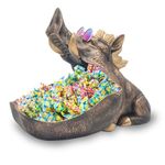 Dosker Animal Candy Dish Wild Boar Statue Key Bowl for Entryway,Home Sculpture Table Decor with Unique Big Container Storage Mouth,Cute Funny Candy bowls for Office Desk Decorative (Copper)