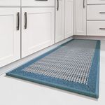 Cognitixx Kitchen Rugs, Non Skid Washable Kitchen Floor Rugs Absorbent Kitchen Mats with Rubber Backing, Durable Woven Floor Mats for Kitchen, Home, Farmhouse, Front of Sink (20" x 32", Blue)