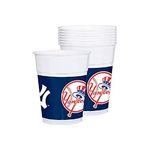 Sports and Tailgating MLB Party New York Yankees Plastic Cups Tableware, 14 oz, Pack of 25