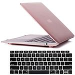 RUBAN Case for MacBook Air 13 inch 2019 2018 Release A1932 - Protective Snap On Hard Shell Cover and Keyboard Cover for New Version MacBook Air 13 with Touch Bar, Rose Gold