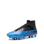 DREAM PAIRS Mens Soccer Cleats, Athletic Soccer Shoes High-Top Spikes Football Shoes Outdoor/Indoor for Professional Football Training Sneakers,Size 6.5,Black/Royal Blue,SDSS2401M