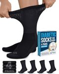 Doctor's Select Mens Diabetic Socks - 4 Pairs | Black | Neuropathy Socks for Men | Diabetes Socks | Black Diabetic Socks for Men 9-12 | Diabetic Crew Socks for Men