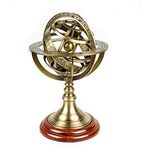 ANTIQUANA Vintage-Brass Collectible Engraved Brass Armillary Nautical Sphere Vintage World Globe, 8 Inch, Brown