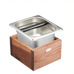 Teyearlife Espresso Knock Box Called Coffee Knock Box Replacement for breville Knock Box Sturdy Solid Wood and Easy-Clean Stainless Steel knockbox The Espresso Dump Box Avoid Coffee Grounds Splashing