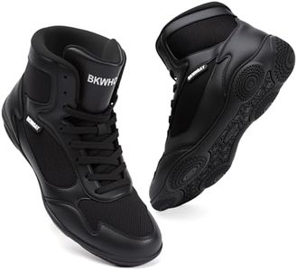 BKWHDAY Wrestling Shoes Men Boxing Boots for Youth Women Lightweight Breathable Non-Slip Cross Training Squats Bodybuilding Gym Black