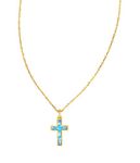 Kendra Scott Cross Pendant Necklace for Women, Fashion Jewelry, One Size, Brass Non-Precious Metal, Opal