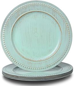 Kazozobi 13" Vintage Charger Plates, Beaded Chargers for Dinner Plates Set of 6, Charger Plates Bulk Wedding, Turquoise