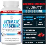 Ultimate Berberine Phytosome for Healthy Weight Management - Dual Action Formula with Berberine HCL - Carbohydrate Metabolism, GI, Immunity & Cholesterol Support - 1000mg Maximum Strength Supplement