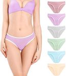 POKARLA Women's Hi-Cut Bikini Panties Soft Stretch Cotton Underwear Hipster Ladies Briefs 6-Pack(Regular & Plus Size), Multicoloured-6pack, Large