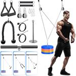 Lyndwin Cable Pulley System Home Gym, LAT Pull Down Gym Pulley System Cable Machine Attachments with Dual Cable Pulley for Chest Fly, Fitness Tricep Bicep Arm Chest Back Muscle Weight Pulley System