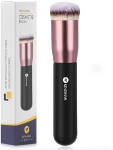 KINGMAS Round Top Foundation Brush, Premium Kabuki Makeup Brush for Liquid, Blending, Cream, Powder,Blush Buffing Stippling Face Makeup Tools (Black, B (Round Top))
