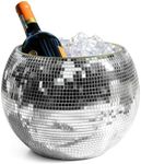 Wittolins Disco Ice Bucket for Cocktail Bar,Mirror Silver Disco Ball Decor,Retro Party Accessories,9.8 Inch Disco Ball Theme Party Decorations,Cooler for Wine Beer Champagne Ice Cold Drinks