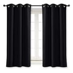 NICETOWN Black Out Curtain Panel Shade Black Solid Energy Efficient Eyelet Top Window Blind for Guest Room (Single Piece, 42 inches Wide by 63 inches Long, Black)