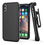 Encased iPhone X/iPhone Xs Belt Case [SlimShield Series] Protective Grip Case with Holster Clip for Apple iPhoneX (2017 Release) Smooth Black