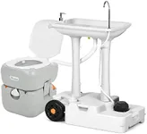 YITAHOME Portable Sink for Washing Hands and Camping Toilet, 30L Portable Sink & 5.8 Gallon Portable RV Toilet with Level Indicator and Rotatable Spout for Outdoor, Indoor, Travel, Boat, Worksite