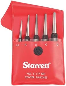 Starrett S248PC Extended Length Drive Pin Punch Set, 1/8"-3/8" Pin Diameters, 8" Overall Length, 3-1/2" Pin Length, in Red Vinyl Pouch