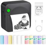 Zeacool Mini Sticker Printer,Mini Pocket Thermal Printer with 11 Rolls Paper,Bluetooth Inkless Printer Compatible with Android & iOS,Portable Receipt Printer for Photo,Journal,Memo,Travel,Black