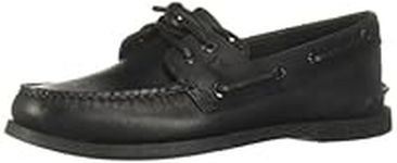 Sperry Men's Authentic Original 2-Eye Leather Boat Shoe, Black/Black, 10.5 M US