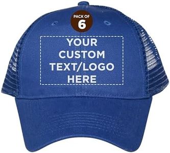 DISCOUNT PROMOS Custom Cotton Front Mesh Baseball Hat Set of 6 - Personalized Embroidered Caps for Men, Dad, and Women, Adjustable Snapback, Great for Golf and Promotional Apparel - Royal Blue