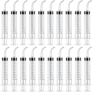 Paifeancodill Dental Syringe, 20 Pcs 12ml/cc Plastic Syringe with Curved Tip Measurement Disposable Graduated Dental Irrigation Syringe for Oral Dental Care, Lab, Feed Small Pet, Oil, Glue Applicator