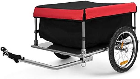 Goplus Bike Cargo Trailer, Foldable Bicycle Trailer with 16” Wheels, Removable Cover, Oxford Fabric, Folding Frame Quick Release, Bike Cart Bike Wagon Trailer for Luggage, Tools, Groceries
