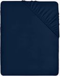 Utopia Bedding Fitted Sheet Double, Navy - Deep Pocket 14 inch (35 cm) - Easy Care - Soft Brushed Microfibre Fabric - Shrinkage and Fade Resistant - Bottom Sheet