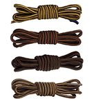 4 Pairs Round Work Boot Laces Heavy Duty, Durable Shoelaces for Hiking,Walking,Outdoor Boots and Steel Toe Cap Boots