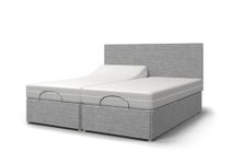 Backcarebeds Majestic Twin (4Ft' 6Inch Double) Electric Adjustable Bed Comes with Memory Foam Mattress & Quiet Motors | Mobility Beds | Headboard 1B in Woven Ash Colour