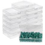 BELLE VOUS Small Plastic Containers with Lids (12 Pack) - Clear Plastic Storage Boxes with Hinged Lids - Bead Storage Box for Pills, Beads, Jewellery & Craft Items (Size 3)