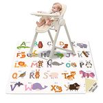 Splash Mat Under Highchair, 51" Waterproof Messy High Chair Splash Mat, Multipurpose Anti-Slip Baby Weaning Mat for Floor with Early Education Pattern