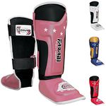 Farabi Sports Kids Shin Guards - Shin Instep Kickboxing Shin Pads MMA, Muay Thai Shin Guards (Kids, Pink)