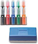 Pilot V Board Master Whiteboard Kit Markers Pens Magnetic Eraser Pen Holder,Black Blue Red Green Orange