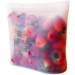 Curry Freezy Reusable Silicone Food Storage Bag Container, Ziplock Fridge/freezer pouch, zipper bag Keep Your Food Fresh for Vegetable, Fruit, Liquid, Sous Vide, Sandwich Snack or lunch Bag 1500ML-WH