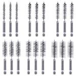 18-Piece Bore Brush Set- Stainless Steel Bore Brushes with 1/4" Hex Shank Twisted Wire Bore Brushes with Different Bristle Lengths for Tubes Ports Bearings Cleaning (8mm, 10mm, 12mm, 15mm, 17mm, 19mm)