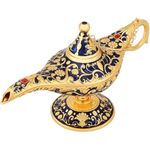 TASLAR Vintage Magical Legend Aladdin's Genie Lamp for Home/Wedding, Collectible Fancy Rare Classic Arabian Costume Props Lamp Pot, Office Table Decoration & Gift for Party / Birthday (Golden Blue)