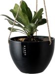 Kanso Designs Upcycled 8" Hanging Planter Pot (Black): Modern Upcycled Hanging Planters for Indoor Plants (1 Pot) - Convenient Drainage Hole with Plug - Lightweight & Durable Design