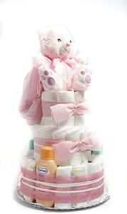 Tarta De Pañales DODOT y Neceser NENUCO 3 Pisos Niña - Regalo Original para recién nacido padres primerizos