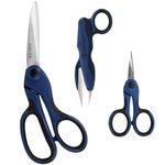 SINGER ProSeries Sewing Scissors Bundle, 8.5" Heavy Duty Fabric Scissors, 4.5" Detail Embroidery Scissors, 5" Thread Snips with Comfort Grip - Dark Blue