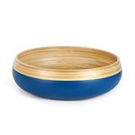 Jungle Culture® Large Bamboo Fruit Bowl • Eco Friendly Wooden Salad Serving Bowls • Stylish Handmade Fruit or Salad Bowl in Blue • Wood Bread Basket for Kitchen • Table Centerpiece Decoration