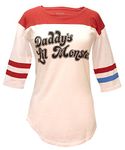 Official DC Comics Suicide Squad Harley Quinn Daddy's Lil Monster Women Baseball T Shirt White Large - UK 12 White