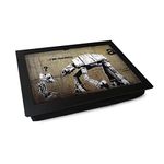 Portable Lap Desk Tray (Banksy I Am Your Father) Handmade Wooden Frame, Beanbag Cushioned Bottom | Computers, Laptops, Meals, Food | L0472 Black