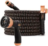 Pocket Hose Copper Bullet Expandable Garden Hose 100 FT w/10 Pattern Thumb Spray Nozzle AS-SEEN-ON-TV 650psi 3/4 in Patented Lead-Free Ultra-Lightweight Solid Copper Anodized Aluminum FittingsNo-Kink