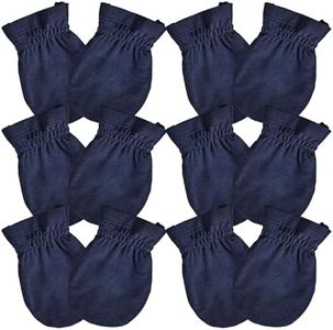 PurComfy SuperSoft Baby Mittens, Bamboo Viscose Infant Newborn Mittens for Girls Boys No Scratch Gloves 6 Pack Navy