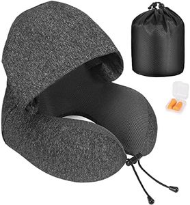 Eono Almohada de Viaje para Cuello, Almohada Cervical con Capucha, Viscoelastica de Espuma Memoria, Cojin para Dormir en Avión, Coche, Tren o Oficina
